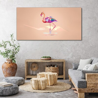 Pink flamingo on pastel background Canvas print