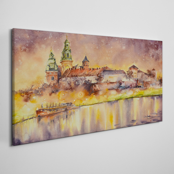 Golden reflections on the river Canvas Wall art