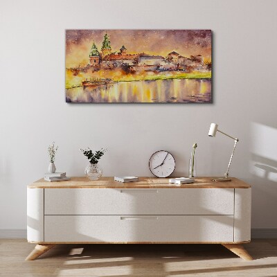 Golden reflections on the river Canvas Wall art