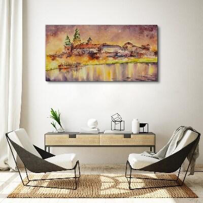 Abstraction river buildings Canvas Wall art