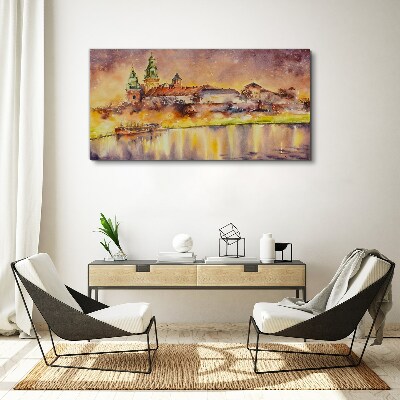 Golden reflections on the river Canvas Wall art