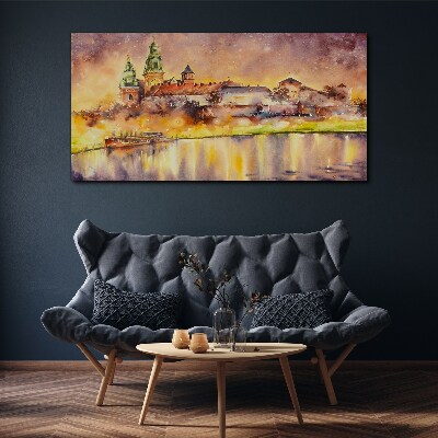 Golden reflections on the river Canvas Wall art
