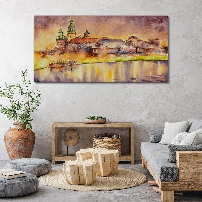 Golden reflections on the river Canvas Wall art