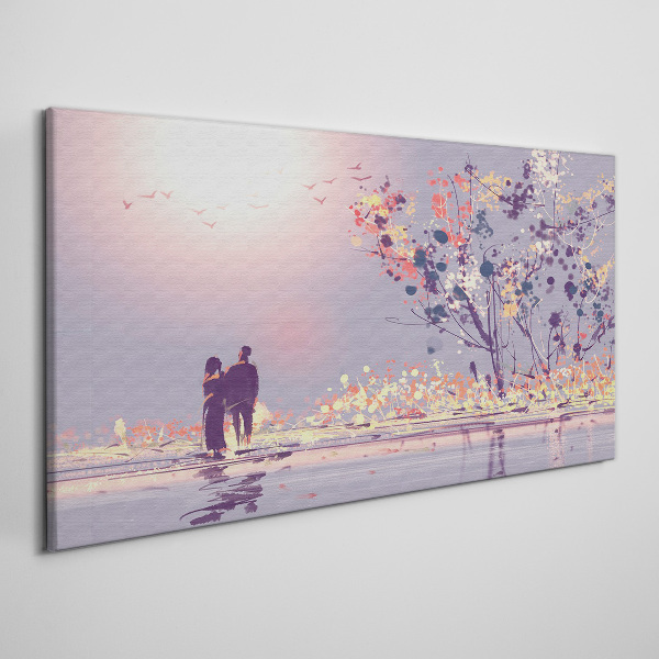 Romantic sunset walk Canvas print