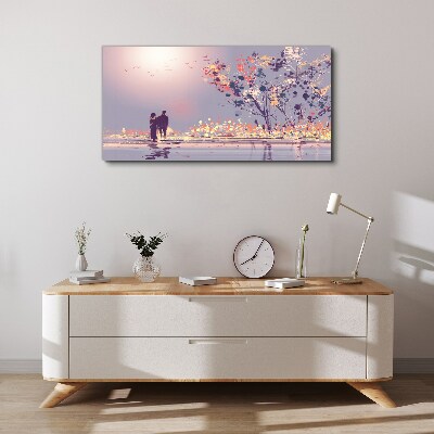 Romantic sunset walk Canvas print