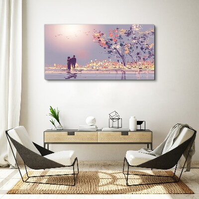 Romantic sunset walk Canvas print