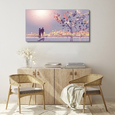 Romantic sunset walk Canvas print