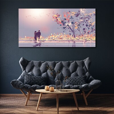 Romantic sunset walk Canvas print