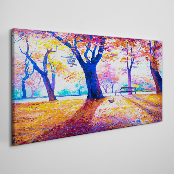 Autumn scenery in rainbow colors Canvas Wall art