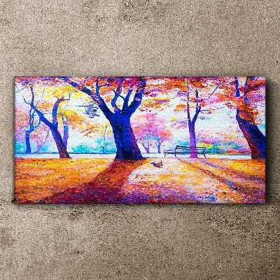 Autumn scenery in rainbow colors Canvas Wall art
