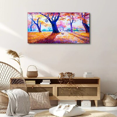 Autumn scenery in rainbow colors Canvas Wall art