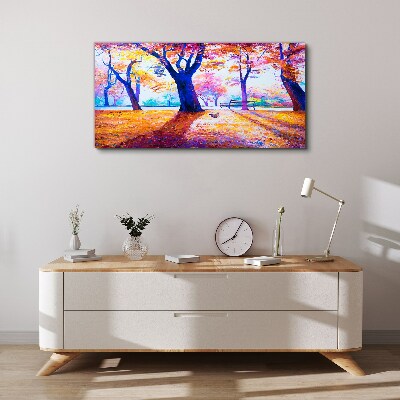 Autumn scenery in rainbow colors Canvas Wall art