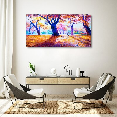 Autumn scenery in rainbow colors Canvas Wall art