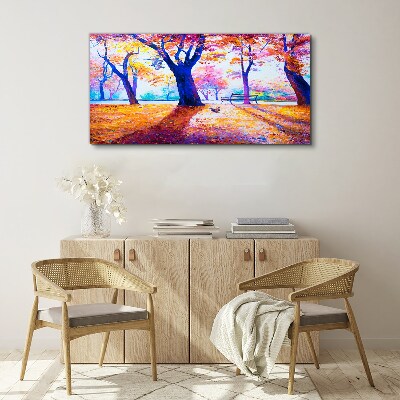 Autumn scenery in rainbow colors Canvas Wall art