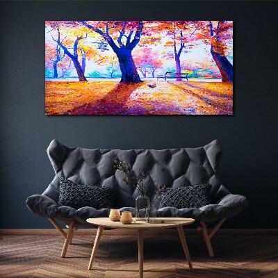 Autumn scenery in rainbow colors Canvas Wall art