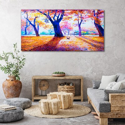 Autumn scenery in rainbow colors Canvas Wall art
