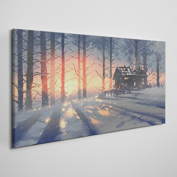 Winter morning in the forest Canvas print