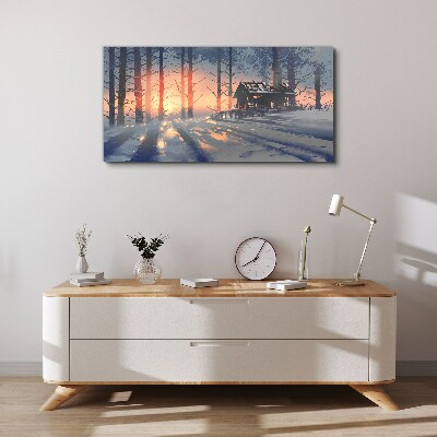 Winter morning in the forest Canvas print