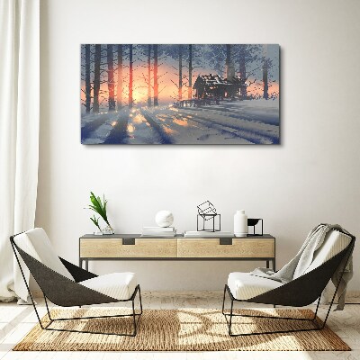 Winter morning in the forest Canvas print