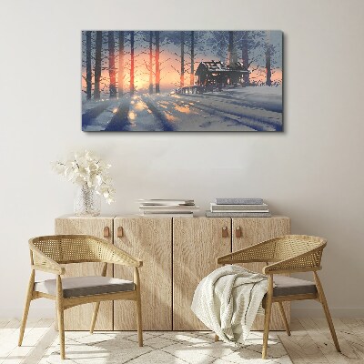 Winter morning in the forest Canvas print