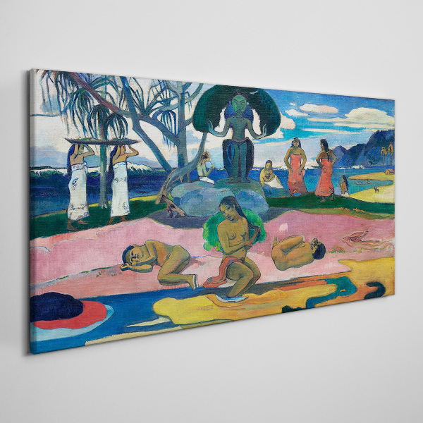 Tropical scene with characters Canvas print