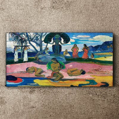 Tropical scene with characters Canvas print