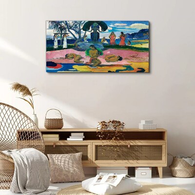 Tropical scene with characters Canvas print