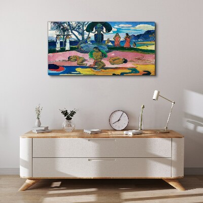Tropical scene with characters Canvas print