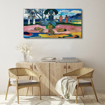 Tropical scene with characters Canvas print