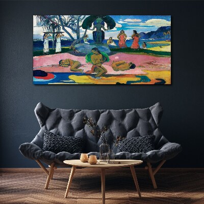 Tropical scene with characters Canvas print