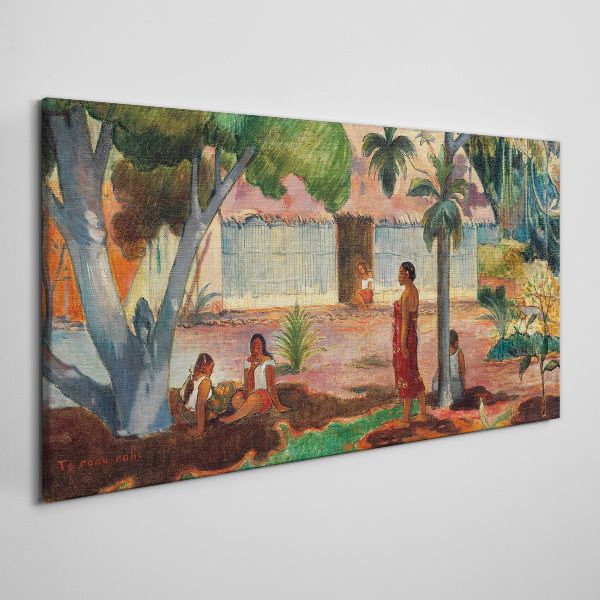Tropical landscape with figures Canvas print