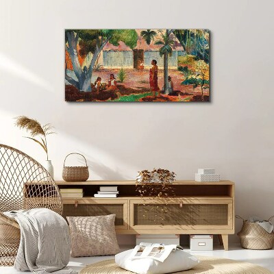 Tropical landscape with figures Canvas print