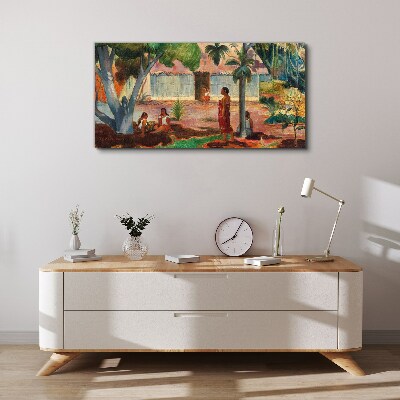 Tropical landscape with figures Canvas print