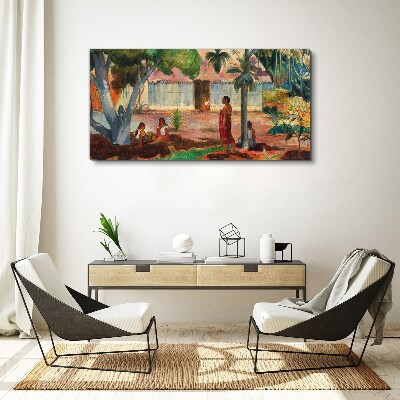 Tropical landscape with figures Canvas print