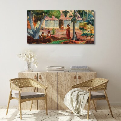 Tropical landscape with figures Canvas print