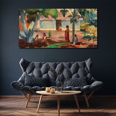 Tropical landscape with figures Canvas print