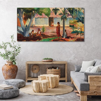 Tropical landscape with figures Canvas print