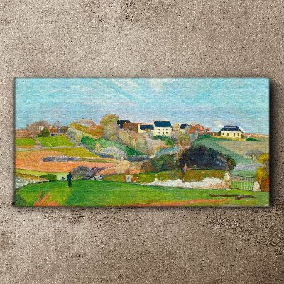 Landscape with houses and a person Canvas print