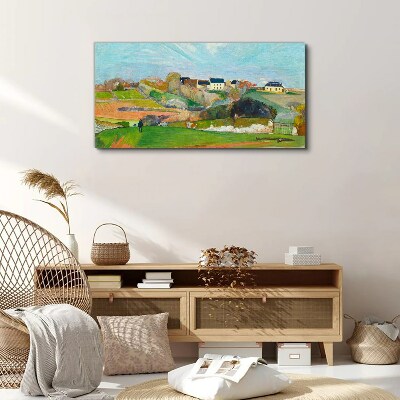 Landscape with houses and a person Canvas print