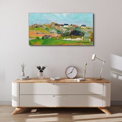 Landscape with houses and a person Canvas print