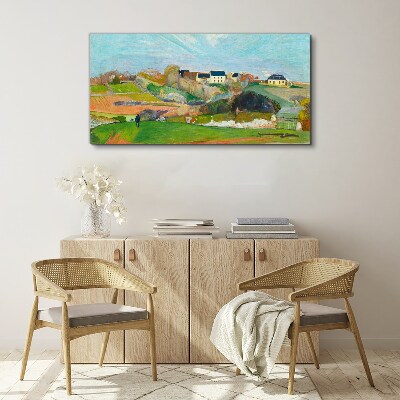 Landscape with houses and a person Canvas print
