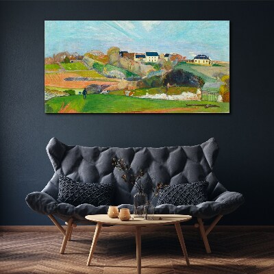 Landscape with houses and a person Canvas print