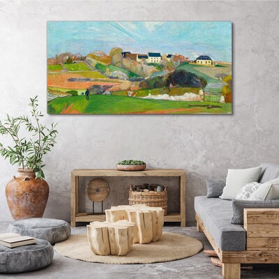 Landscape with houses and a person Canvas print