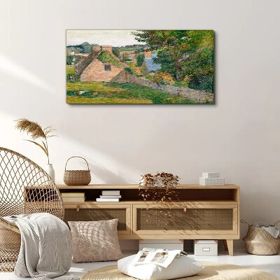 Nature painting houses Canvas print