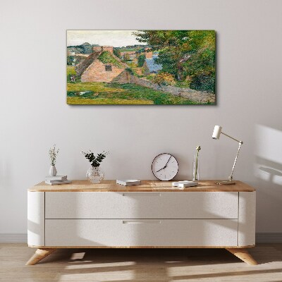 Nature painting houses Canvas print