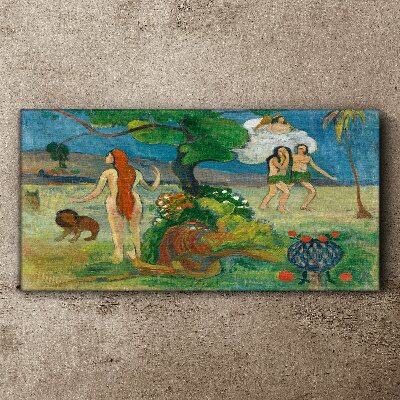 Paradise landscape with characters Canvas print