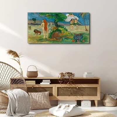Paradise landscape with characters Canvas print