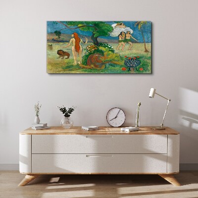 Paradise landscape with characters Canvas print
