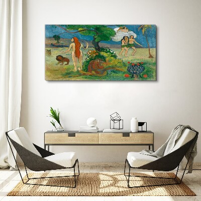 Paradise landscape with characters Canvas print