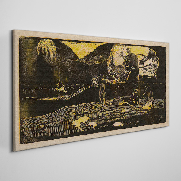 Golden landscapes and mysterious figures Canvas print